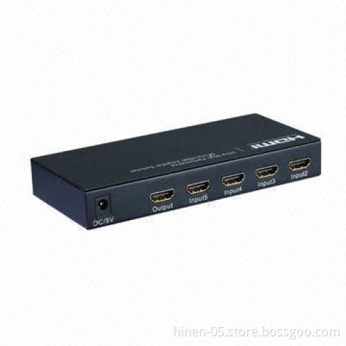 Ultra-High Performance 5 Ports HDMI Amplifier Switcher, Supports Highest Video Resolution 1,080p